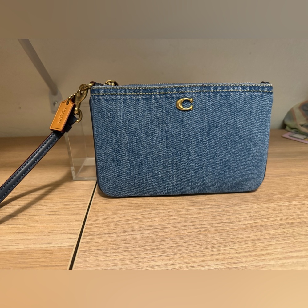 NWOT Coach small denim wristlet